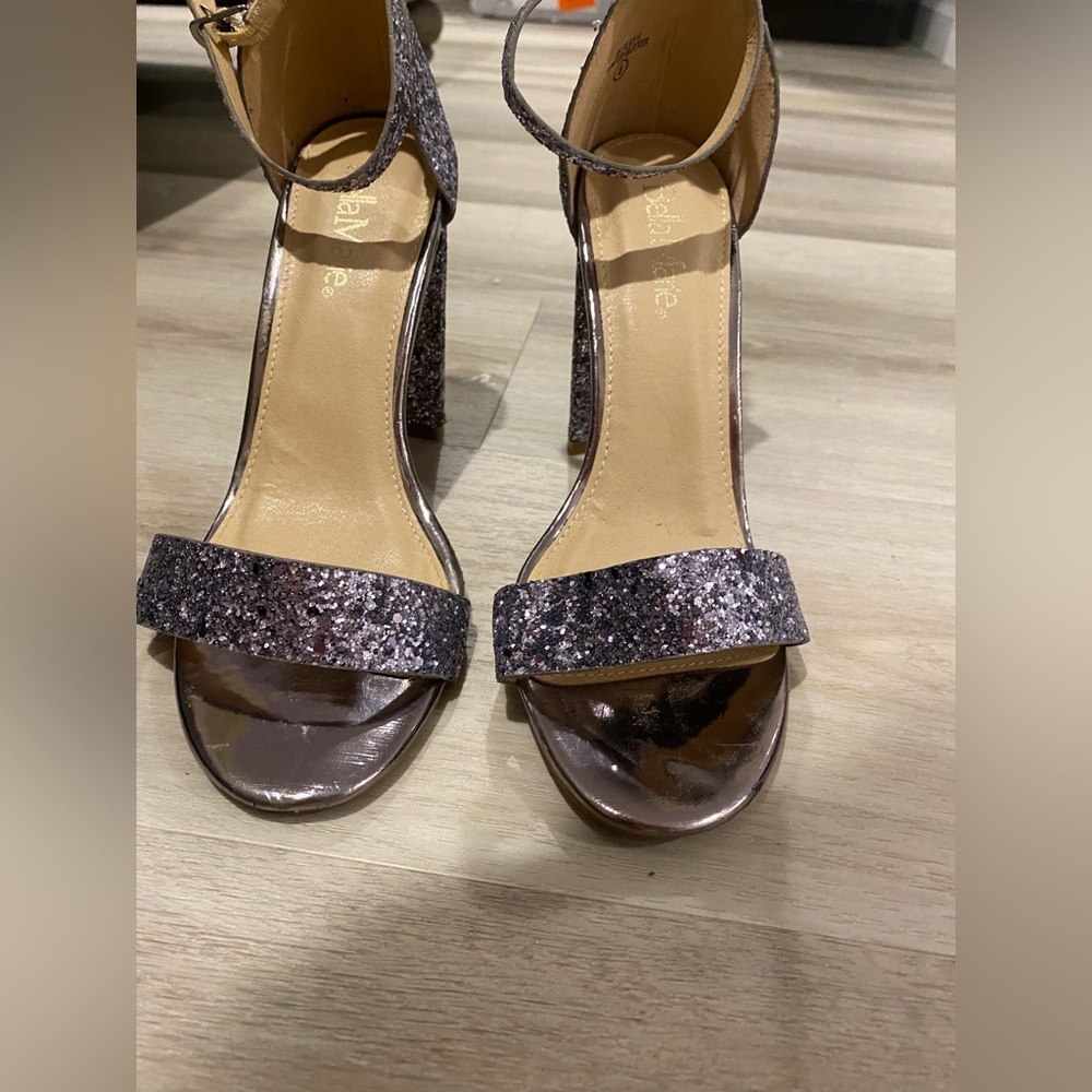 Pewter Glitter Chunky Heel